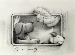 The Great Escape Window (Sketch) by Doug Hyde - Original Drawing on Mounted Paper sized 4x3 inches. Available from Whitewall Galleries